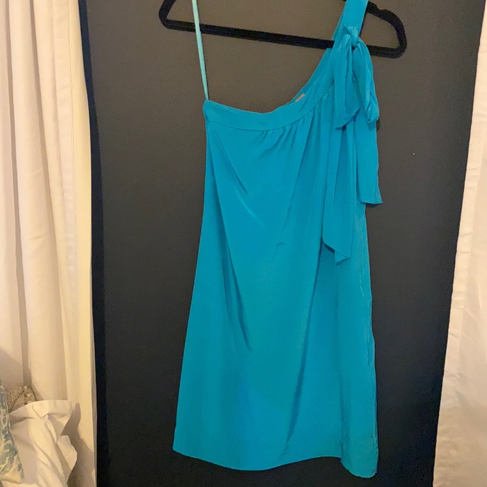 Silk Banana Republic x Trina Turk 1-shoulder dress